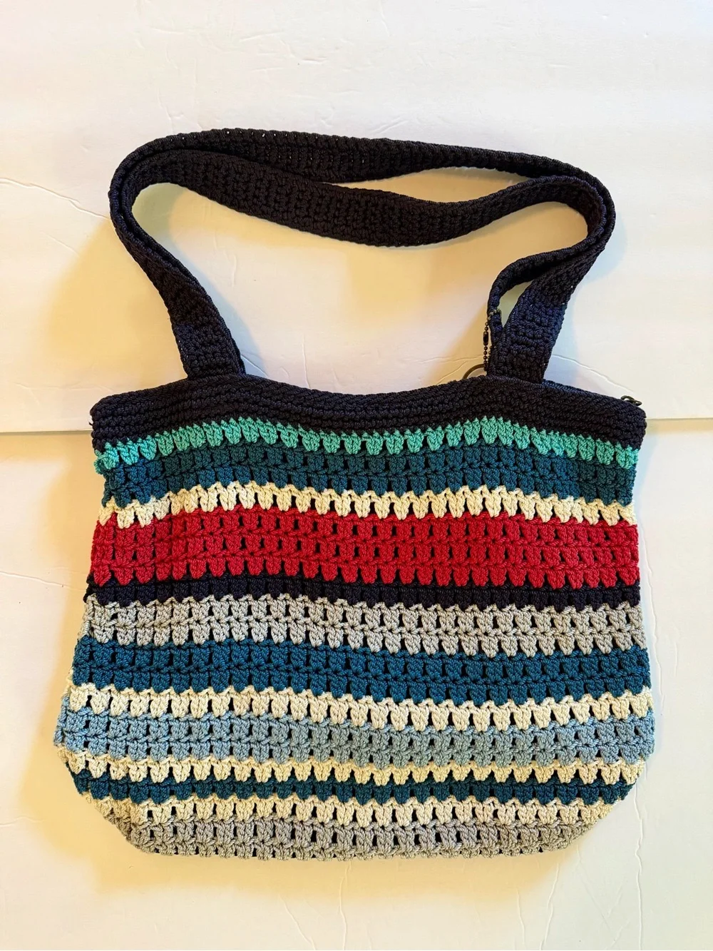 The Sak Amberly Crochet Hobo Bag Red White Blue Nautical 4th of July